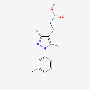 molecular formula C16H20N2O2 B1416451 3-[1-(3,4-dimethylphenyl)-3,5-dimethyl-1H-pyrazol-4-yl]propanoic acid CAS No. 1170027-28-7