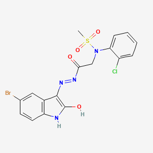 molecular formula C17H14BrClN4O4S B14164540 N-[(5-bromo-2-hydroxy-1H-indol-3-yl)imino]-2-(2-chloro-N-methylsulfonylanilino)acetamide CAS No. 5742-45-0