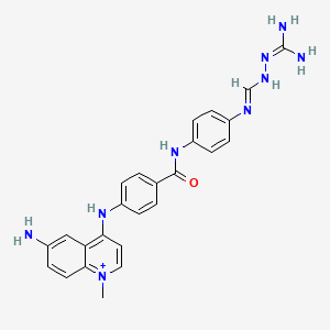 molecular formula C25H26N9O+ B14164572 Quinolinium, 6-amino-4-((4-(((4-((((aminoiminomethyl)amino)iminomethyl)amino)phenyl)amino)carbonyl)phenyl)amino)-1-methyl- CAS No. 88837-65-4