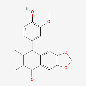 molecular formula C20H20O5 B14164663 8-(4-hydroxy-3-methoxyphenyl)-6,7-dimethyl-7,8-dihydro-6H-benzo[f][1,3]benzodioxol-5-one CAS No. 93710-74-8