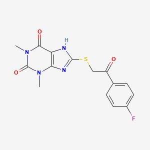 molecular formula C15H13FN4O3S B14164673 8-[2-(4-fluorophenyl)-2-oxoethyl]sulfanyl-1,3-dimethyl-7H-purine-2,6-dione CAS No. 302552-35-8