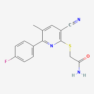 molecular formula C15H12FN3OS B14164823 2-[3-Cyano-6-(4-fluorophenyl)-5-methylpyridin-2-yl]sulfanylacetamide CAS No. 497231-81-9