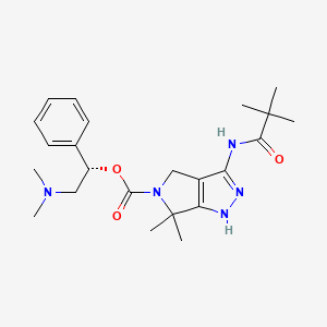 molecular formula C23H33N5O3 B14164938 Pyrrolo[3,4-c]pyrazole-5(1H)-carboxylic acid, 3-[(2,2-dimethyl-1-oxopropyl)amino]-4,6-dihydro-6,6-dimethyl-, (1S)-2-(dimethylamino)-1-phenylethyl ester 