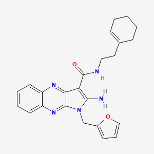 molecular formula C24H25N5O2 B14165052 2-amino-N-[2-(cyclohexen-1-yl)ethyl]-1-(furan-2-ylmethyl)pyrrolo[3,2-b]quinoxaline-3-carboxamide CAS No. 4619-28-7