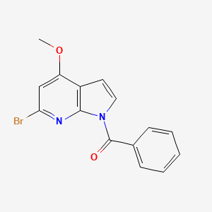 molecular formula C15H11BrN2O2 B14165095 Methanone,(6-bromo-4-methoxy-1H-pyrrolo[2,3-b]pyridin-1-yl)phenyl- 