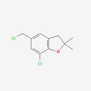 molecular formula C11H12Cl2O B1416512 7-Chloro-5-(chloromethyl)-2,2-dimethyl-2,3-dihydro-1-benzofuran CAS No. 58023-29-3