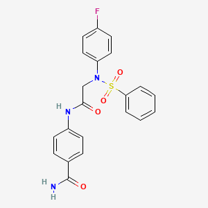 4-{[N-(Benzenesulfonyl)-N-(4-fluorophenyl)glycyl]amino}benzamide