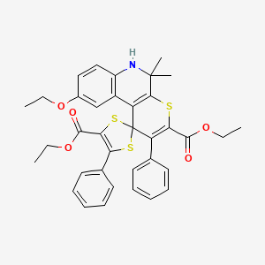 Diethyl 9'-ethoxy-5',5'-dimethyl-2',5-diphenyl-5',6'-dihydrospiro[1,3-dithiole-2,1'-thiopyrano[2,3-c]quinoline]-3',4-dicarboxylate