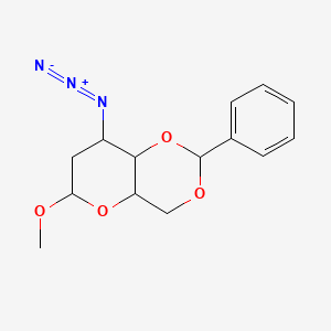 molecular formula C14H17N3O4 B14165561 Methyl 3-azido-4,6-O-benzylidene-2,3-dideoxyhexopyranoside CAS No. 6386-19-2