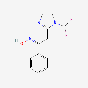 molecular formula C12H11F2N3O B1416590 N-{2-[1-(二氟甲基)-1H-咪唑-2-基]-1-苯乙基亚甲基}羟胺 CAS No. 929974-05-0