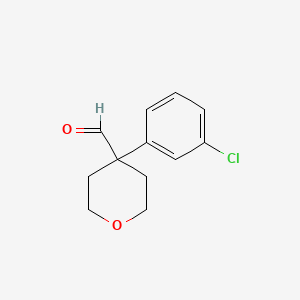 molecular formula C12H13ClO2 B1416616 4-(3-氯苯基)噁烷-4-甲醛 CAS No. 902836-60-6