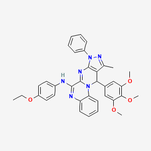 N-(4-ethoxyphenyl)-15-methyl-13-phenyl-17-(3,4,5-trimethoxyphenyl)-1,8,11,13,14-pentazatetracyclo[8.7.0.02,7.012,16]heptadeca-2,4,6,8,10,12(16),14-heptaen-9-amine