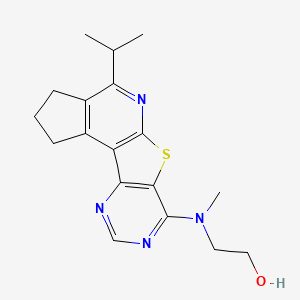 molecular formula C18H22N4OS B14166500 2-[Methyl-(7-propan-2-yl-10-thia-8,13,15-triazatetracyclo[7.7.0.02,6.011,16]hexadeca-1(9),2(6),7,11(16),12,14-hexaen-12-yl)amino]ethanol CAS No. 5278-69-3