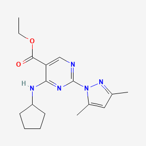 Ethyl 4-(cyclopentylamino)-2-(3,5-dimethylpyrazol-1-yl)pyrimidine-5-carboxylate