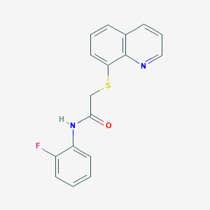 N-(2-fluorophenyl)-2-quinolin-8-ylsulfanylacetamide