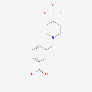 molecular formula C15H18F3NO2 B1416685 Methyl 3-{[4-(trifluoromethyl)piperidino]methyl}benzenecarboxylate CAS No. 1000339-86-5