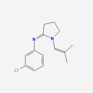 molecular formula C14H17ClN2 B14166875 3-Chloro-N-(1-(2-methyl-1-propenyl)-2-pyrrolidinylidene)benzenamine CAS No. 37420-65-8