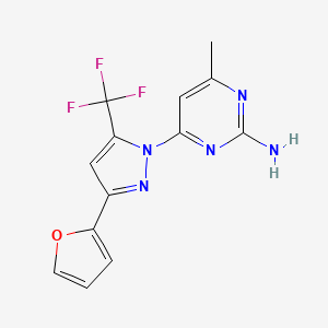 molecular formula C13H10F3N5O B14166903 4-[3-(furan-2-yl)-5-(trifluoromethyl)-1H-pyrazol-1-yl]-6-methylpyrimidin-2-amine CAS No. 1015856-36-6