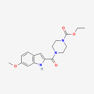 molecular formula C17H21N3O4 B14166980 ethyl 4-(6-methoxy-1H-indole-2-carbonyl)piperazine-1-carboxylate CAS No. 900278-24-2