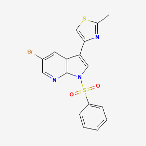 molecular formula C17H12BrN3O2S2 B14167031 1H-Pyrrolo[2,3-b]pyridine, 5-bromo-3-(2-methyl-4-thiazolyl)-1-(phenylsulfonyl)- 