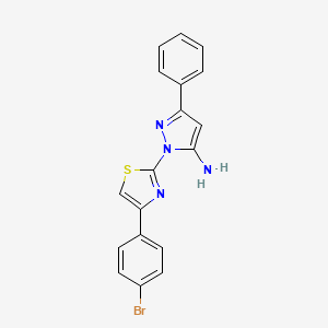 1H-Pyrazol-5-amine, 1-(4-(4-bromophenyl)-2-thiazolyl)-3-phenyl-