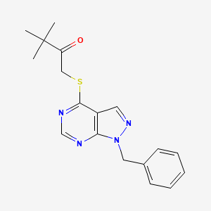 1-(1-Benzylpyrazolo[3,4-d]pyrimidin-4-yl)sulfanyl-3,3-dimethylbutan-2-one