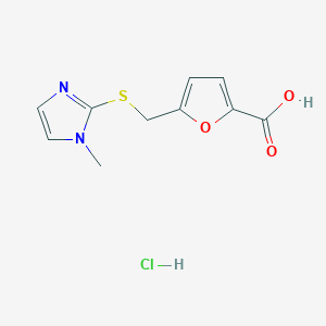 molecular formula C10H11ClN2O3S B1416722 5-{[(1-methyl-1H-imidazol-2-yl)sulfanyl]methyl}furan-2-carboxylic acid hydrochloride CAS No. 1170785-85-9