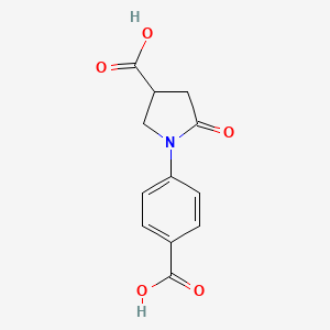 molecular formula C12H11NO5 B1416760 1-(4-Carboxyphenyl)-5-oxopyrrolidine-3-carboxylic acid CAS No. 40306-01-2
