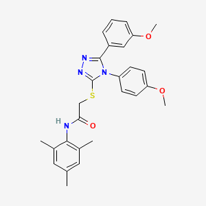 2-[[5-(3-methoxyphenyl)-4-(4-methoxyphenyl)-1,2,4-triazol-3-yl]sulfanyl]-N-(2,4,6-trimethylphenyl)acetamide