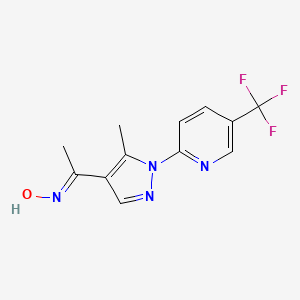 B1416835 N-(1-{5-methyl-1-[5-(trifluoromethyl)pyridin-2-yl]-1H-pyrazol-4-yl}ethylidene)hydroxylamine CAS No. 1019075-45-6