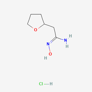 molecular formula C6H13ClN2O2 B1416846 N'-hydroxy-2-(oxolan-2-yl)ethanimidamide hydrochloride CAS No. 1173375-89-7