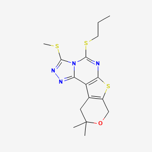 14,14-dimethyl-5-methylsulfanyl-7-propylsulfanyl-13-oxa-10-thia-3,4,6,8-tetrazatetracyclo[7.7.0.02,6.011,16]hexadeca-1(9),2,4,7,11(16)-pentaene