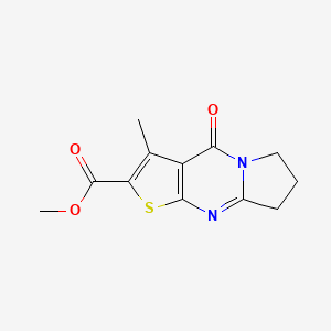 molecular formula C12H12N2O3S B1416885 Methyl 3-methyl-4-oxo-4,6,7,8-tetrahydropyrrolo[1,2-a]thieno[2,3-d]pyrimidine-2-carboxylate CAS No. 1095421-30-9