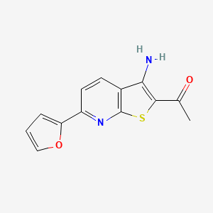 B14168929 1-[3-Amino-6-(furan-2-yl)thieno[2,3-b]pyridin-2-yl]ethanone CAS No. 607696-62-8