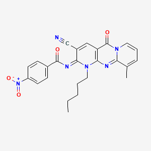 N-(5-cyano-11-methyl-2-oxo-7-pentyl-1,7,9-triazatricyclo[8.4.0.03,8]tetradeca-3(8),4,9,11,13-pentaen-6-ylidene)-4-nitrobenzamide