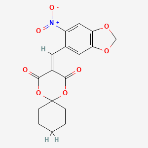 B14169543 3-[(6-Nitro-1,3-benzodioxol-5-yl)methylidene]-1,5-dioxaspiro[5.5]undecane-2,4-dione CAS No. 5854-21-7