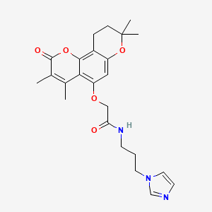 N-(3-(1H-imidazol-1-yl)propyl)-2-((3,4,8,8-tetramethyl-2-oxo-2,8,9,10-tetrahydropyrano[2,3-f]chromen-5-yl)oxy)acetamide