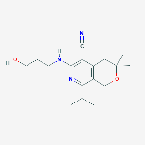 6-(3-Hydroxypropylamino)-3,3-dimethyl-8-propan-2-yl-1,4-dihydropyrano[3,4-c]pyridine-5-carbonitrile