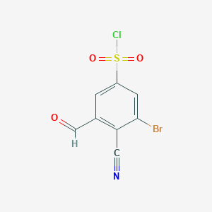 molecular formula C8H3BrClNO3S B1416988 3-Bromo-4-cyano-5-formylbenzenesulfonyl chloride CAS No. 1805485-73-7