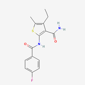 B14170112 4-Ethyl-2-{[(4-fluorophenyl)carbonyl]amino}-5-methylthiophene-3-carboxamide CAS No. 5699-05-8