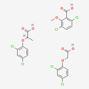 Benzoic acid, 3,6-dichloro-2-methoxy-, mixt. with (2,4-dichlorophenoxy)acetic acid and 2-(2,4-dichlorophenoxy)propanoic acid