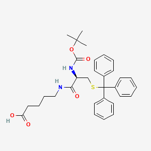 molecular formula C32H38N2O5S B1417050 Pentanoic acid, 5-[[(2R)-2-[[(1,1-dimethylethoxy)carbonyl]amino]-1-oxo-3-[(triphenylmethyl)thio]propyl]amino]- CAS No. 1100364-96-2