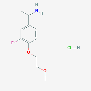 molecular formula C11H17ClFNO2 B1417054 1-[3-Fluoro-4-(2-methoxyethoxy)phenyl]-ethylamine hydrochloride CAS No. 2206608-49-1