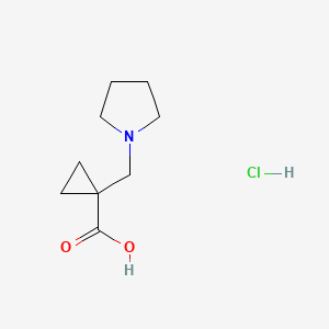 molecular formula C9H16ClNO2 B1417055 1-(Pyrrolidin-1-ylmethyl)cyclopropane-1-carboxylic acid hydrochloride CAS No. 2203071-82-1
