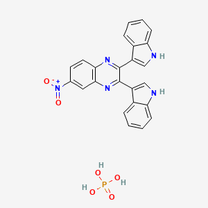 molecular formula C24H18N5O6P B14170564 2,3-bis(1H-indol-3-yl)-6-nitroquinoxaline;phosphoric acid CAS No. 923298-10-6