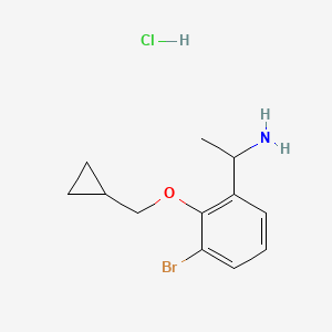 molecular formula C12H17BrClNO B1417058 1-(3-溴-2-环丙基甲氧基苯基)-乙胺盐酸盐 CAS No. 2203940-46-7