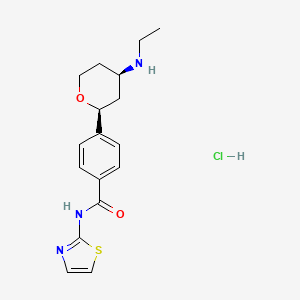 molecular formula C17H22ClN3O2S B1417059 4-[(2S,4R)-4-(乙基氨基)四氢-2h-吡喃-2-基]-n-1,3-噻唑-2-基苯甲酰胺盐酸盐 CAS No. 2173052-63-4