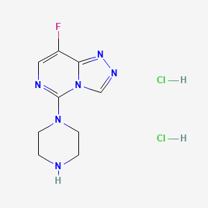 molecular formula C9H13Cl2FN6 B1417061 8-氟-5-哌嗪-1-基[1,2,4]三唑并[4,3-c]嘧啶二盐酸盐 CAS No. 2173089-88-6