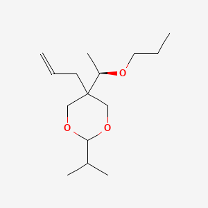 molecular formula C15H28O3 B14170642 trans-5-Allyl-2-isopropyl-5-(1-propoxyethyl)-1,3-dioxane CAS No. 22736-22-7