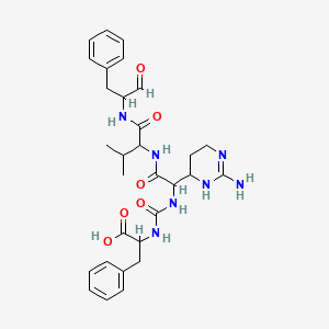 2-[[1-(2-Amino-1,4,5,6-tetrahydropyrimidin-6-yl)-2-[[3-methyl-1-oxo-1-[(1-oxo-3-phenylpropan-2-yl)amino]butan-2-yl]amino]-2-oxoethyl]carbamoylamino]-3-phenylpropanoic acid